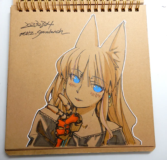 【アナログ1993:cyborg foxes 005】 #コピック #ダイソー #狐娘