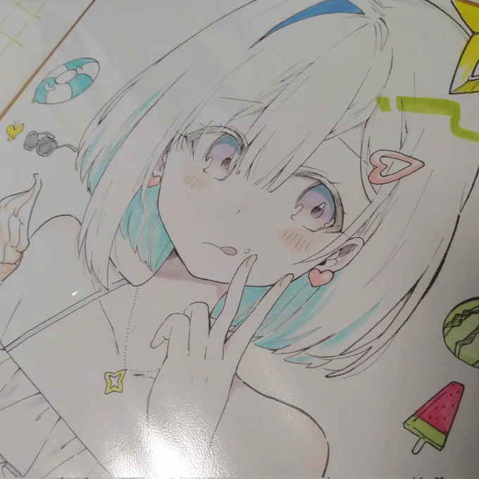 完成した大色紙と作業中のミニ色紙 今回もアホほど描いてるのでたぶん余る(⁠◡⁠ ⁠ω⁠ ⁠◡⁠)