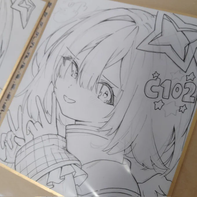 完成した大色紙と作業中のミニ色紙 今回もアホほど描いてるのでたぶん余る(⁠◡⁠ ⁠ω⁠ ⁠◡⁠)