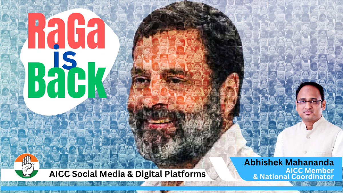 MahanandaINC's tweet photo. RaGa is back and truth won. #RahulGandhi #INDIAForDemocracy https://t.co/W6rdDR7jmA