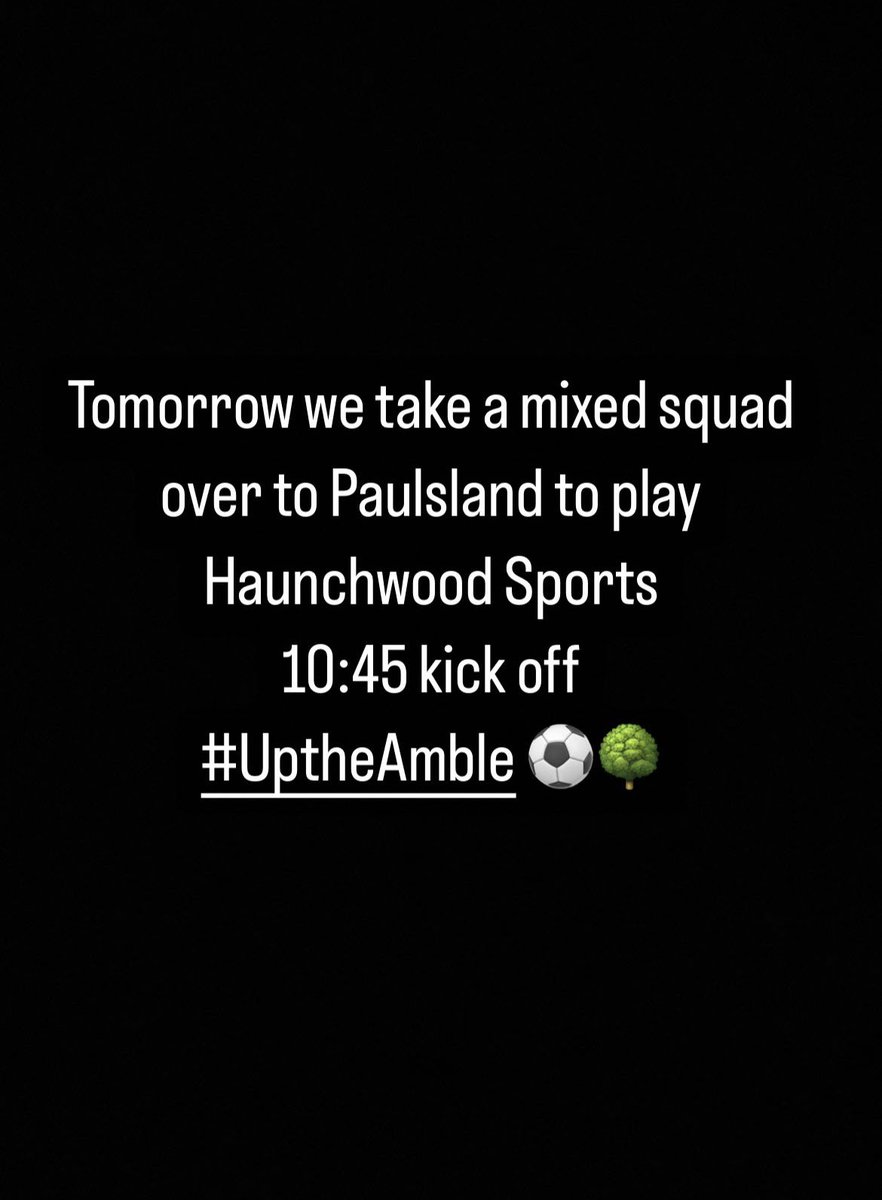 amblesideafc's tweet photo. Pop down to watch our Game tomorrow v @HaunchwoodSFC before the lads go back to the club for the Cov game #UptheAmble ⚽️🌳 https://t.co/GDf11QJREX