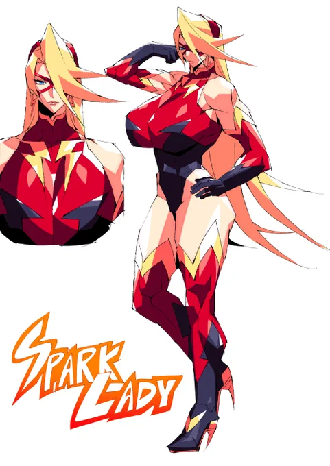 これは令和最新版のスパークレディ初めて描いた立ち絵と比べるとだいぶデザイン違う 