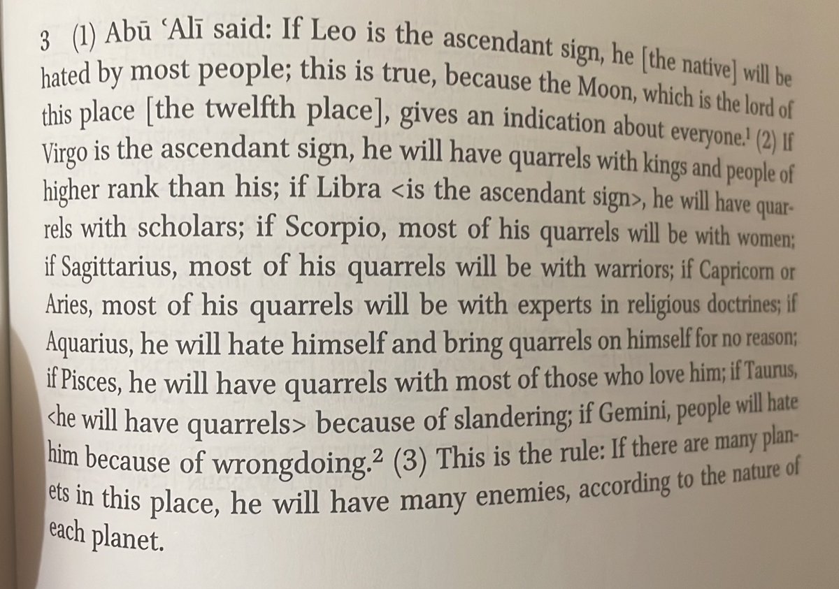 Obsessed with Ibn Ezra here quoting Al-Khayyat and telling us what kind of people hate us based on our ascendant sign+twelfth house combos. Screaming.
