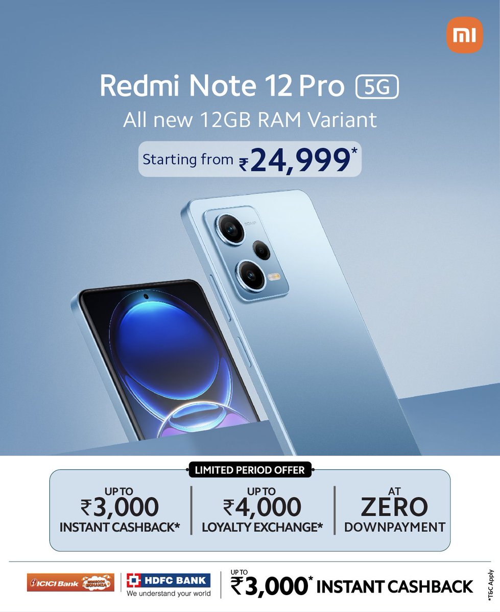 Introducing a new #SuperNote with Super RAM! 🤩

#RedmiNote12 Pro 5G now available with 12GB RAM and 256GB storage. 😍 

So, get ready to multitask like a pro and experience unparalleled performance! 💪🏻

#RedmiNote12Pro 5G ❤️