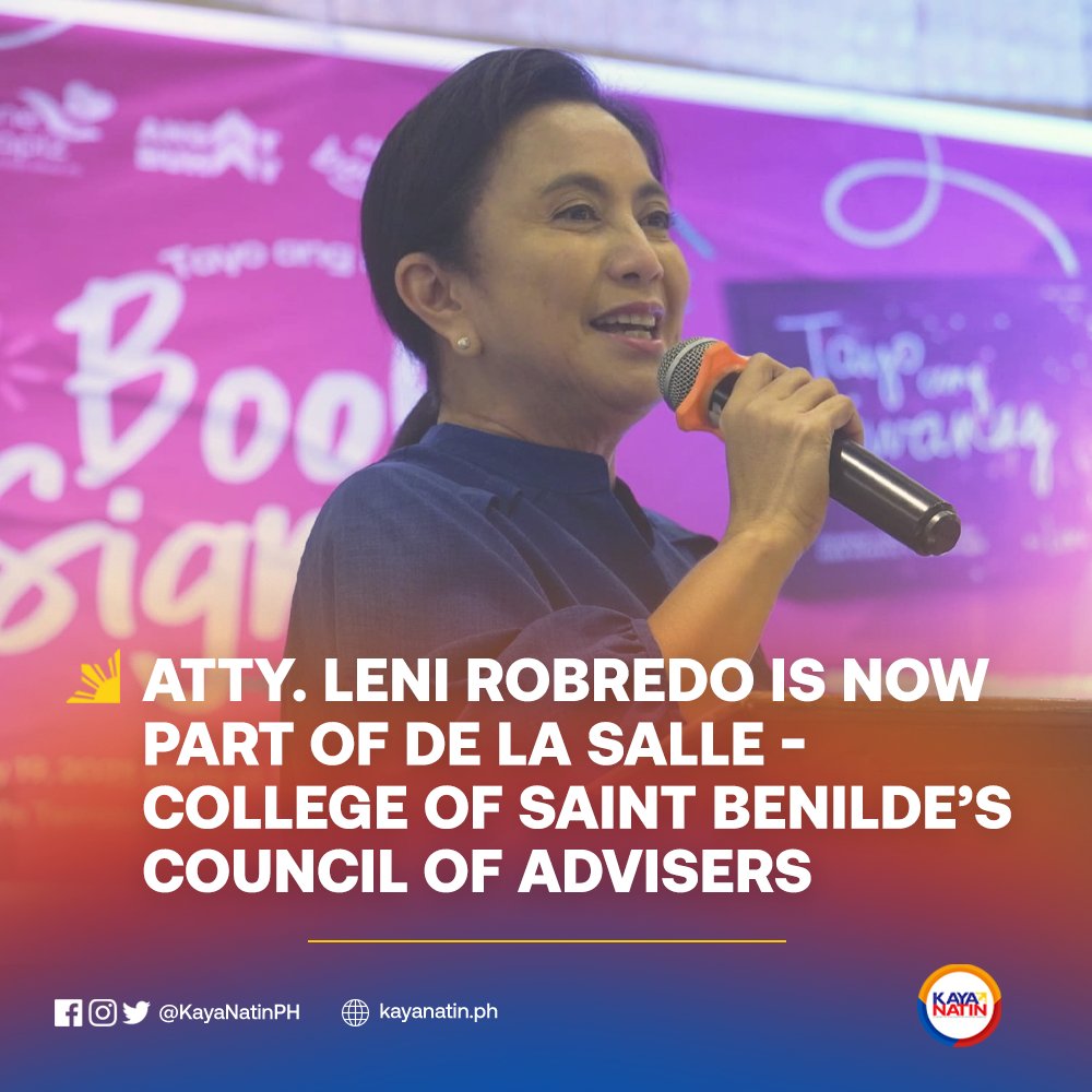 KayaNatinPH's tweet photo. Kaya Natin! Champion Atty. Leni Robredo joins De La Salle - College of Saint Benilde's council of advisers, The Benildean reports. 

Atty. Robredo will be sharing her expertise in Benilde's newest degree program, Bachelor in Holistic Discipline (B-HOLD). https://t.co/GZ3JWIWlPf