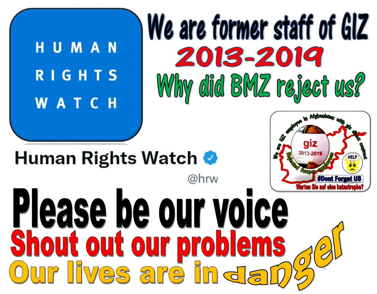 We are calling to all media &amp; German parliament members &amp; all organizations PLEASE BE OUR VOICE that because of work with Germans <a href="/giz_gmbh/">GIZ</a> our lives are at high risk! Why <a href="/BMZ_Bund/">Bundesentwicklungsministerium</a>  rejected our case applications? BMZ must change rejection to Approval on our cases.