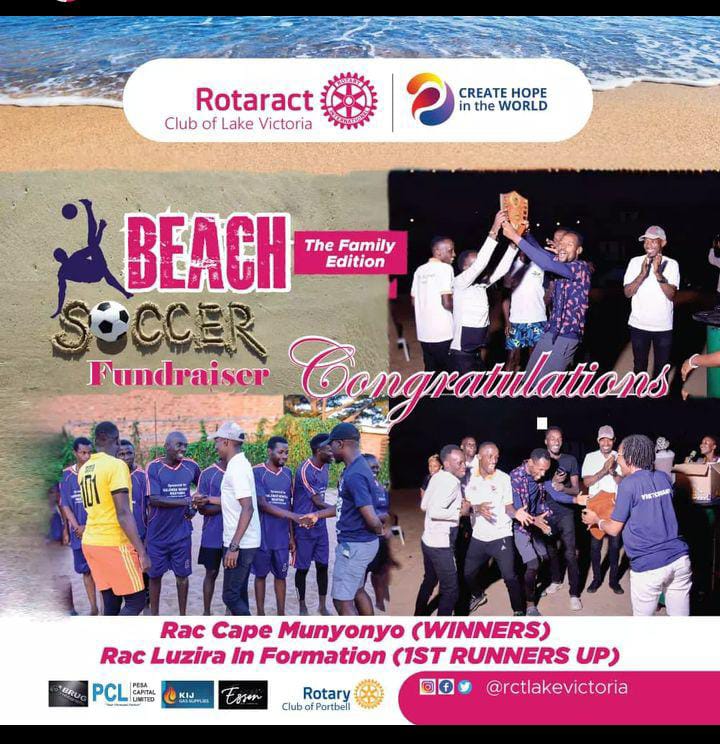 rota_focus's tweet image. Rotaract Club of Lake Victoria @rctlakevictoria, District 9213 Uganda, organized  a beach soccer competition for Rotaractors. It is an annual event for the club. This year edition was Tagged The Family Edition. The competition objective is to raise funds for the club and create