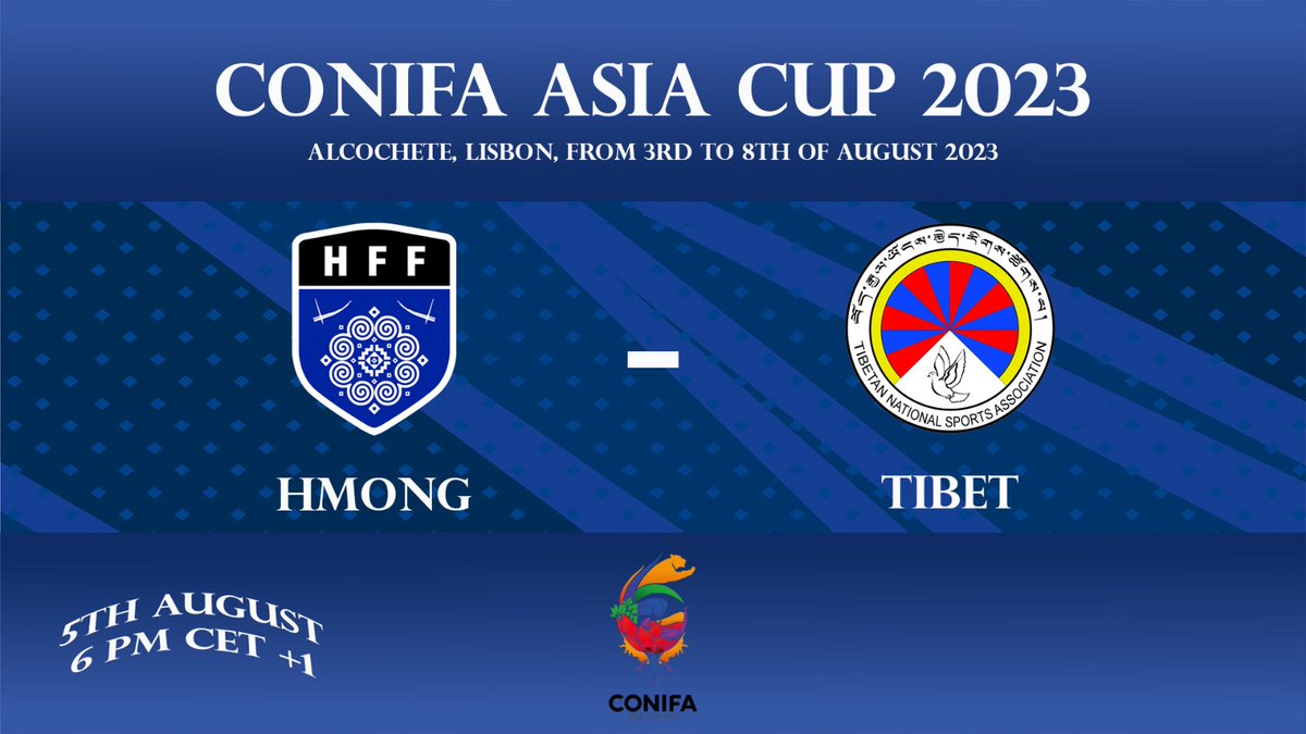 CONIFA Asia Cup 2023
The second match will be at 6.00 pm CET +1 between Hmong Futbol Federation and Tnsa Dharamsala in Clube Olímpico do Montijo ⭐️🔝
You can see live on Conifatv.