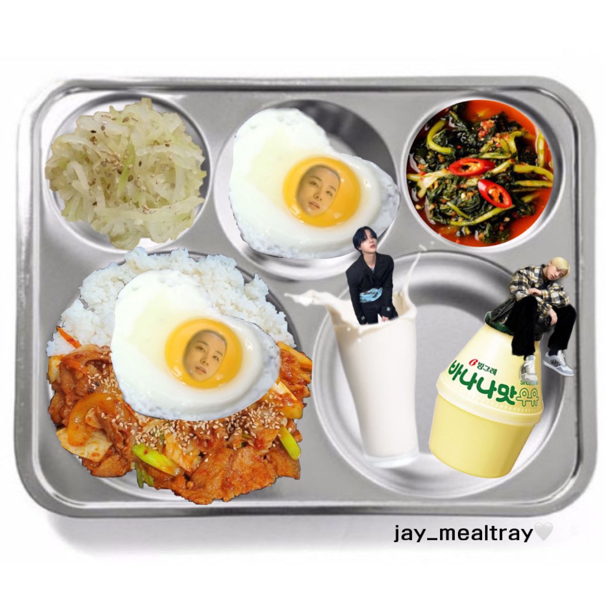 23.08.05 (토) 17일차 석식🪖

제육덮밥
계란후라이
무나물
열무김치
우유
바나나맛우유

#진환 아 맛있게 먹어🤍