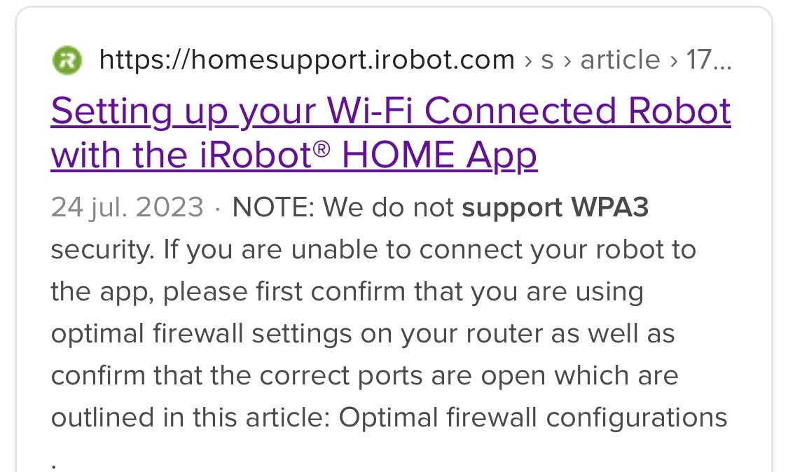 chycero_nft's tweet photo. @iRobot why don’t you support WPA3? As a tech introducing company you will become obsolete and other products are already replacing you. Are your #developers sleeping 😴?

Intro #wpa3 2018
Certified use July 2020
@iRobot in 2023 😴😴😴😴😴 https://t.co/BaTzZm45OK