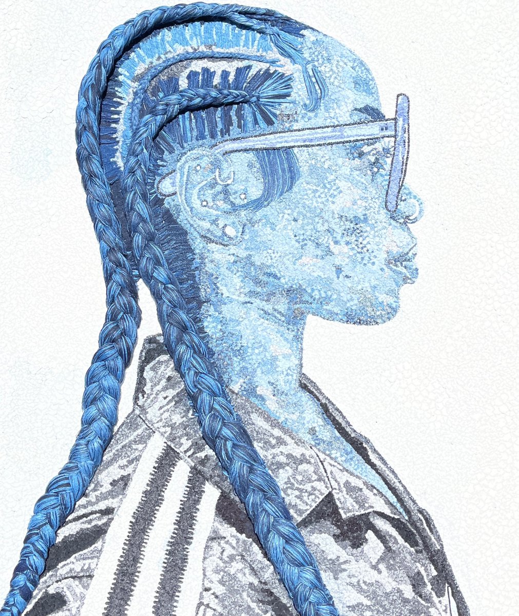 “Feed-In Braids by Hawa”
Denim on Canvas 
24in x 30in 

#blackart #BlackTwitter #contemporaryart #denim