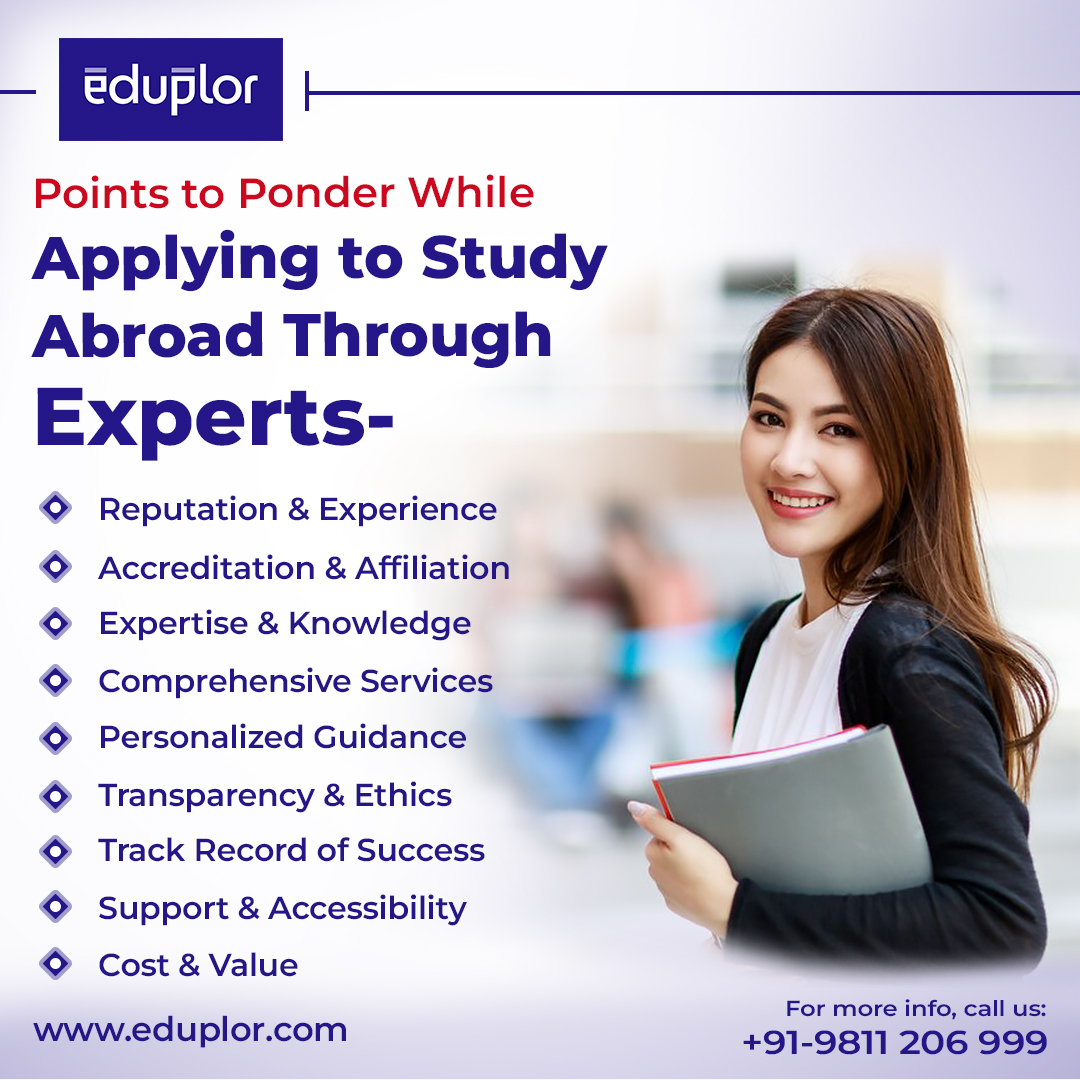 Here are some points to keep in mind with expert guidance for study abroad success:
#studyabroadexperts #studyabroad #studyinforeign #studyabroadtips
#studyabroadpreparation #studyabroadeduplor