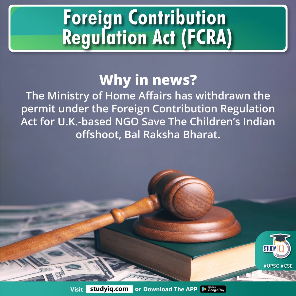 upsciq's tweet photo. Foreign Contribution Regulation Act (FCRA)

#foreigncontributionregulationact #fcra #ministryofhomeaffairs #uk #ngo #childrensindianoffshoot #balrakshabharat #whyinnews #fcraact #foreignpower #democraticrepublic #foreigndonation #statebankofindia #delhi #upsc #cse #ips #ias https://t.co/SK23MLw537