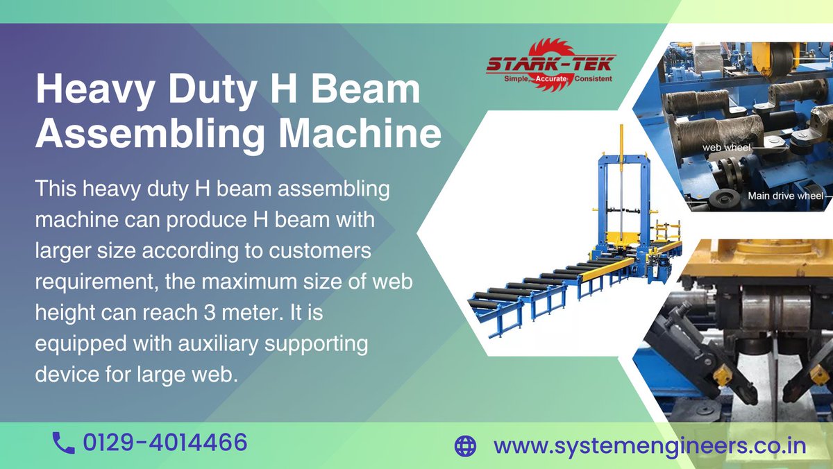 StarktekSales's tweet photo. Are you looking for a reliable and efficient machine to assemble heavy duty H beams? Look no further than our Heavy Duty H Beam Assembling Machine, the perfect solution for your welding needs. https://t.co/cGN9JD0OzX