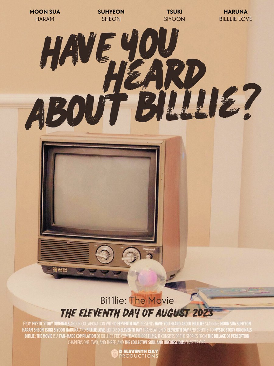 d_eleventh_day's tweet photo. [A PROJECT FOR THE ELEVENTH DAY]
"Have you heard about Billlie?"

'뜨거웠던 여름의 끝나던
11일이 어느 날,
11번의 종이 울리고
거짓말처럼
사라져버런 빌리 러브'

Bi11lie: The Movie
2023. 08. 11 6PM KST

#Billlie #빌리 @Billlieofficial
#하람 #하루나 #문수아 #시윤 #션 #수현 #츠키 https://t.co/HUMzD1Ih0i