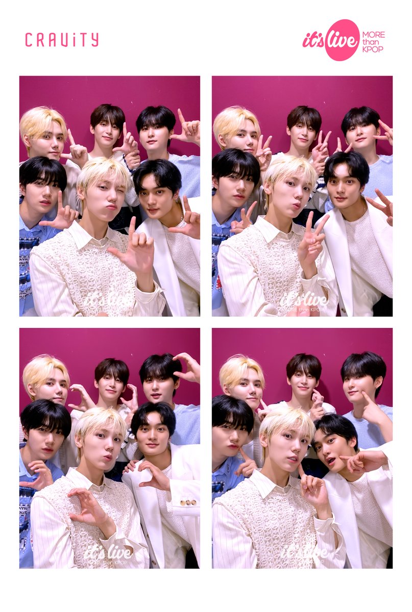 itsLIVEofficial's tweet photo. 크래비티가 추천하는 네컷 포즈!✨
지금 바로 its Live 틱톡에서 크래비티의 잇라네컷 촬영 영상을 확인하세요💛
▶https://t.co/LorP2a4dGw◀
#itsLive #크래비티 #CRAVITY #KPOP #잇츠라이브 #잇라네컷 #인생네컷 #PhotoBooth #itsLive4Cut https://t.co/6QQZelUhru