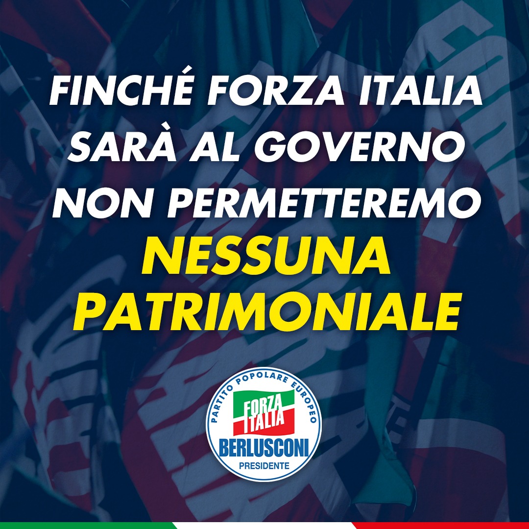 forza_italia's tweet photo. Finché #ForzaItalia sarà al governo non permetteremo nessuna #patrimoniale. Il nostro obiettivo è continuare ad abbassare le #tasse, come abbiamo già iniziato tagliando il cuneo fiscale, seguendo il programma elettorale per il quale ci hanno votato gli italiani.

#5agosto https://t.co/Spo9ziMVH1
