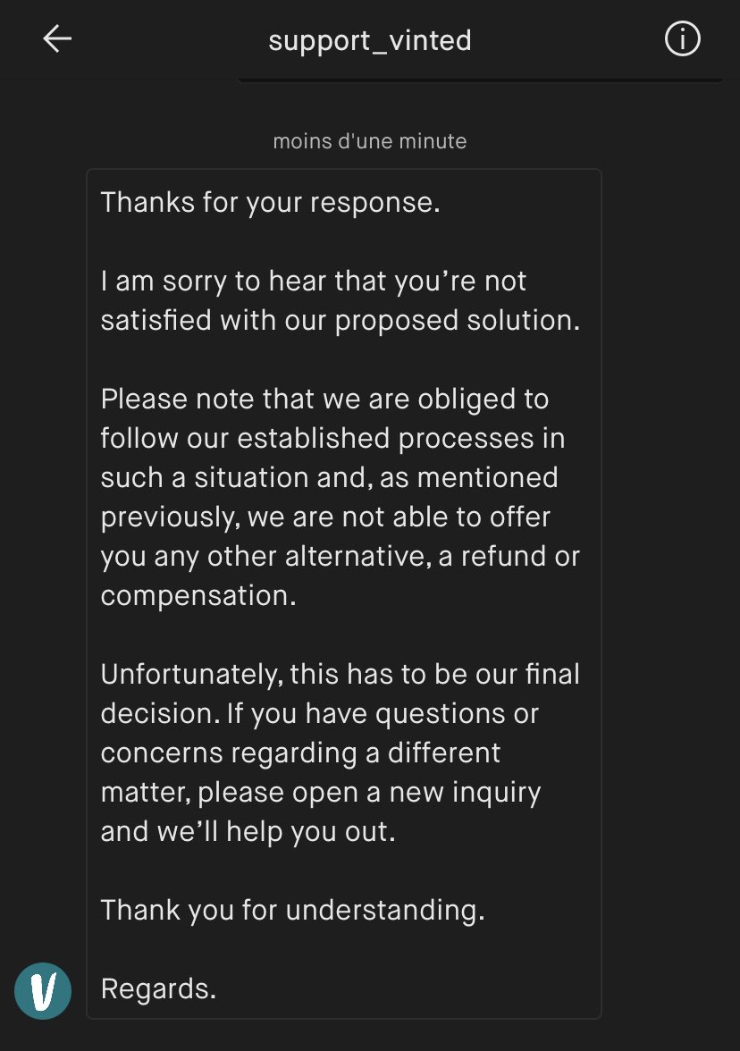Sachez que quand vous vendez quelque chose sur vinted et que l’acheteur vous dégrade votre colis exprès pour pouvoir faire un litige vinted ne prend même pas votre défense et vous demande d’accepter le litige pour que l’acheteur soit rembourser. Plus jamais je vend sur <a href="/vinted/">Vinted</a>