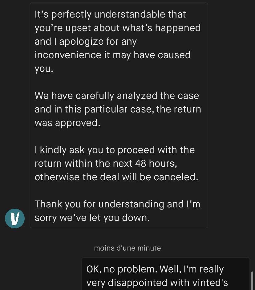 Solene1711's tweet photo. Sachez que quand vous vendez quelque chose sur vinted et que l’acheteur vous dégrade votre colis exprès pour pouvoir faire un litige vinted ne prend même pas votre défense et vous demande d’accepter le litige pour que l’acheteur soit rembourser. Plus jamais je vend sur @vinted https://t.co/Y26vX5BENt