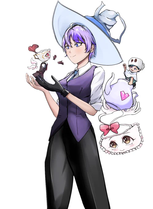 「カフィー、おいで!」  ストレッチゴール達成 ティーウィッチ・マロウ解放!   \\ こちらもcheck //  #絵師が本気でボードゲームを作る企画 #マジョxまじょ