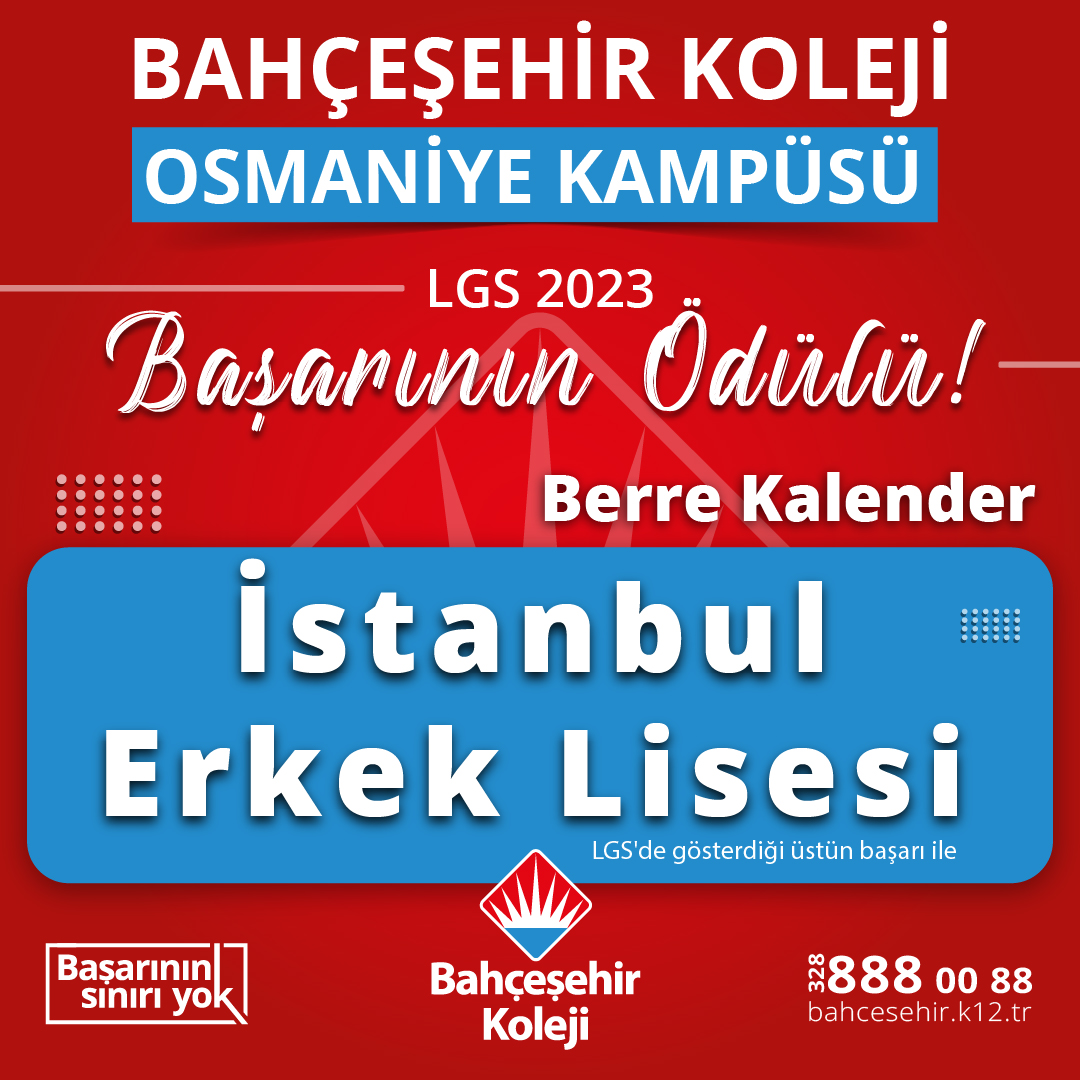 BK_Osmaniye's tweet photo. "🎉📚 Bahçeşehir Osmaniye Kampüsü 8.sınıf öğrencimiz Berre Kalender, İstanbul Erkek Lisesi'ni kazandı! 🎓💪 Bu büyük başarı için tebrikler Berre! Geleceğinin parlak olduğunu biliyoruz. Başarılarının devamını dileriz! https://t.co/ES4aL07heb