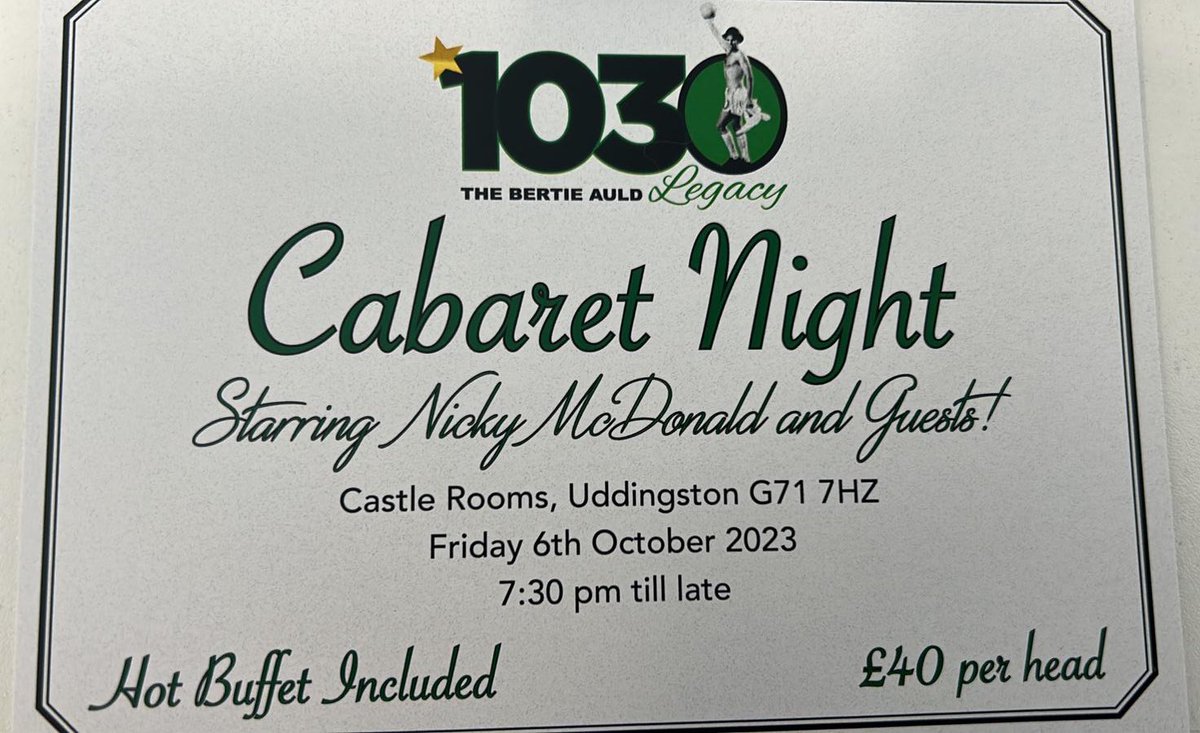 We still have a limited number of tables available for our Cabaret Night on Friday 6th October. 

Please contact John Haughey on john@bme.Scot for further details or to book seats.