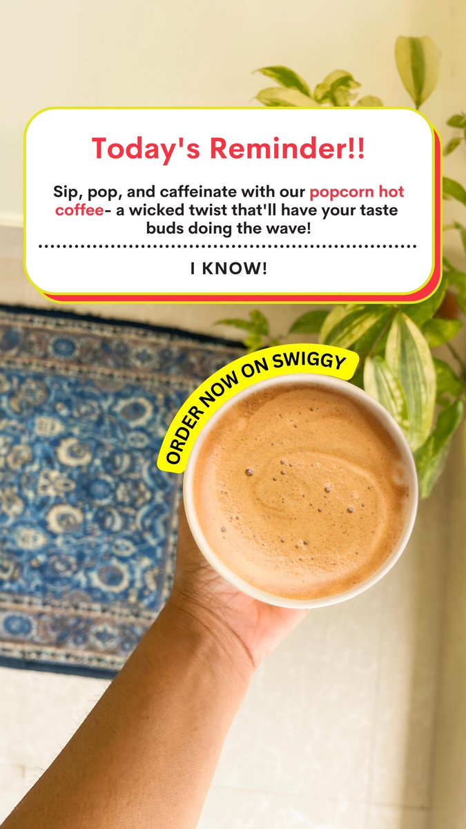 WickedCoffeeIn's tweet photo. Popcorn confessed its secret crush on hot coffee, and now they're igniting a sizzling Saturday romance! ☕🍿❄️😉 Order yours on Swiggy and join the flavor frenzy!

https://t.co/JA8Yk9Gx4h https://t.co/LFhq1BnJFQ