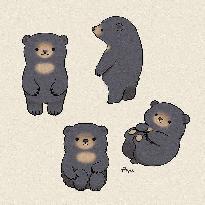no humans bear simple background multiple views looking at viewer signature sitting  illustration images