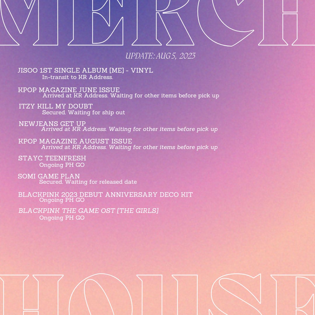 MerchHouse_'s tweet photo. #MerchHouseUpdates
Good Day Fam!
Kindly check below the latest updates of your orders π€
Don't forget to settle your dues ON or BEFORE the said date of payment to exclude late payment fees.
Tysm for always trusting us! π€ https://t.co/yY84RrvVbd