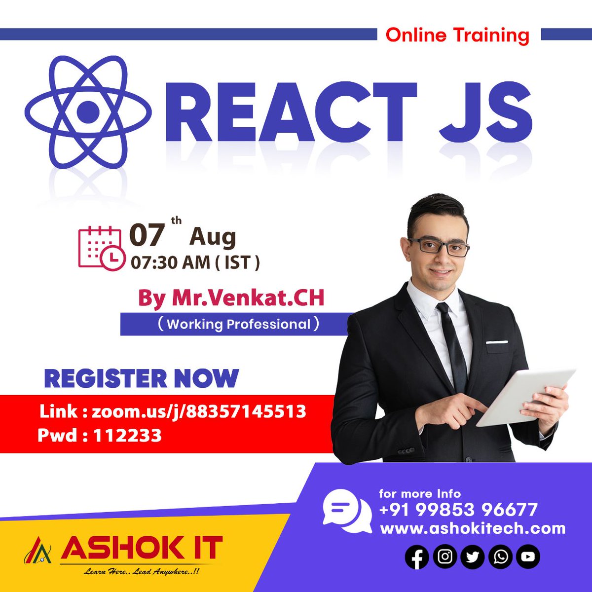 ashokitschool's tweet image. 🛑 React JS 🛑
✍️ Enroll Now : bit.ly/3ocPACo
👉 Free Demo On 07th-Aug @ 7:30 AM IST
👉 Subscribe To Youtube Channel: bit.ly/41IHJdj
🌐 Visit : ashokitech.com
CALL NOW: +919985396677
#Reactjsonlinecourse #Reactonlinecourse #reactjscertification #reactjs