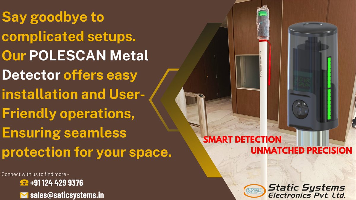 StaticSystemsIn's tweet photo. Say goodbye to complicated setups!
Our #Polescan #Metal #Detector offers easy installation and user friendly operations. Ensuring seamless protection for your space.
#polescan #staticsystems #metaldetector #metaldetection #detection #poledetector #SecurityBreach https://t.co/4wsQmRA43X