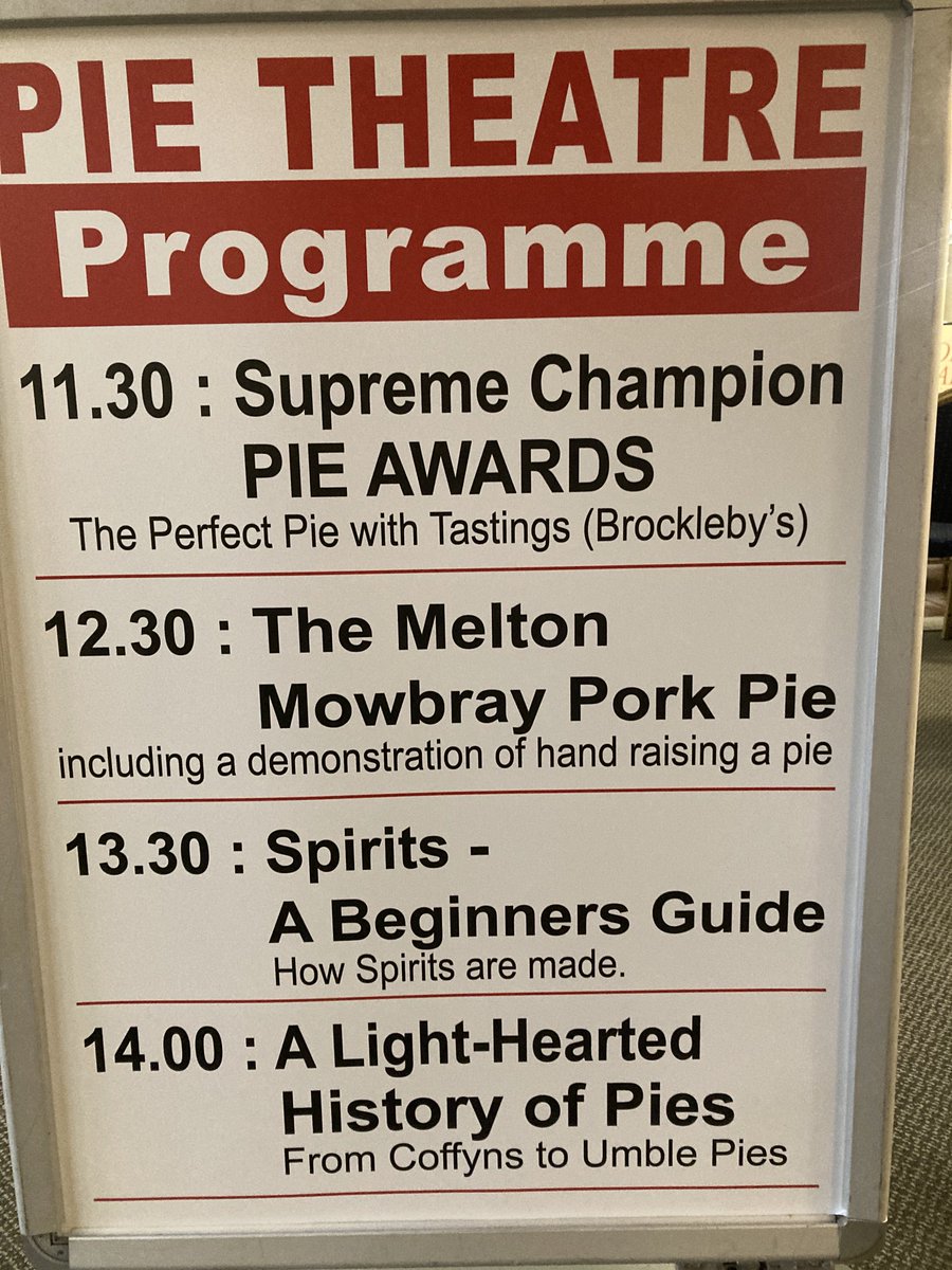 MMporkpieman's tweet photo. It might be ☔️ outside but it’s dry, warm and cosy here @UKPieFest in #MeltonMowbray - today and tomorrow. Pork Pie Workshops (for adults) at 11am &amp; 2pm and demo on stage in the theatre at 12:30. Workshops for kids on the hour from 11:30. Come along and enjoy yourselves … 🥧👍 https://t.co/9MFtBs24Im