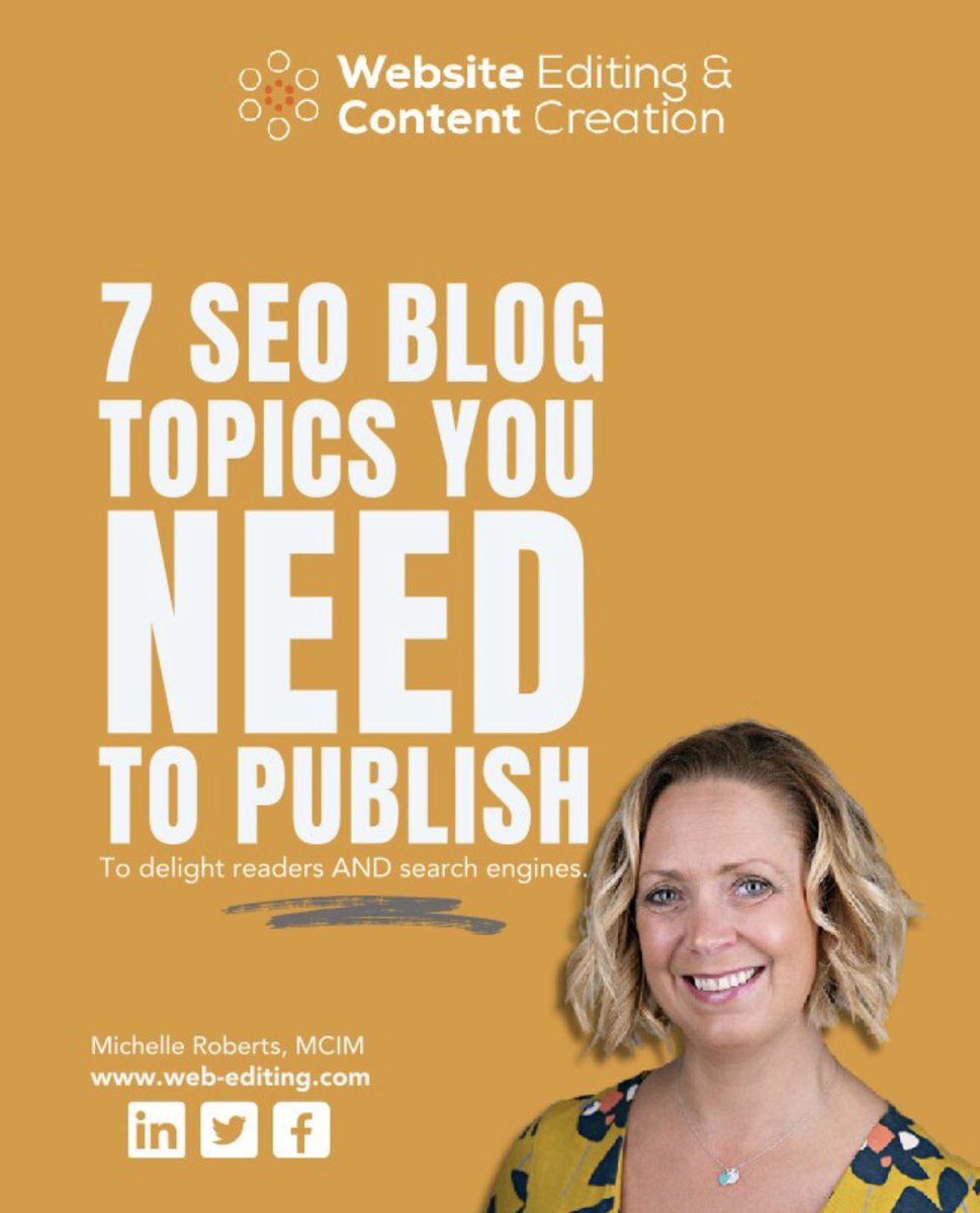 web_editing's tweet image. How to delight readers AND search engines to gain greater awareness, traffic, and leads.

💪7 SEO Blog Topics you Need to Publish. 

#SEO #BlogTopics #CustomerExperience #DigitalMarketingTips #BuildTrust #BuildAuthority