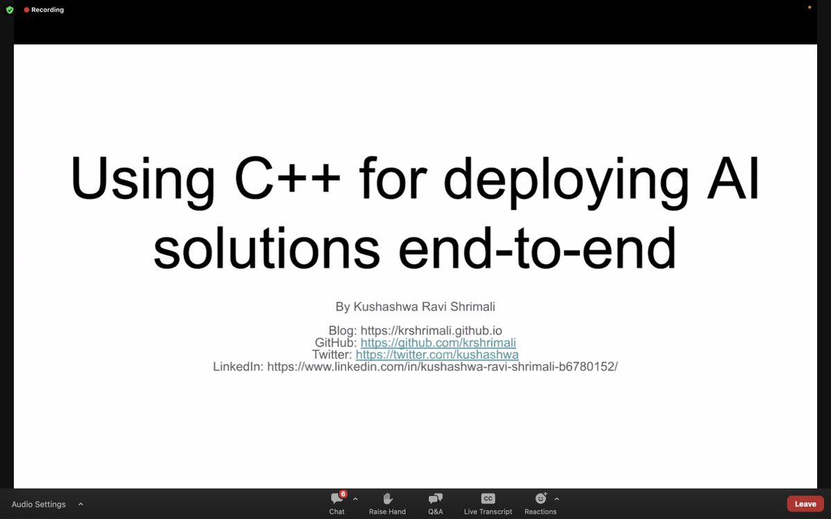 CppIndiaUG's tweet image. 🚀 Excited to discover the power of C++ for AI systems in this engaging talk! Thank you @kushashwa

Sponsors:
@Intel
@qubecinema
@thinkcell
@TechAtBloomberg

#cppindia #cppindiacon2023