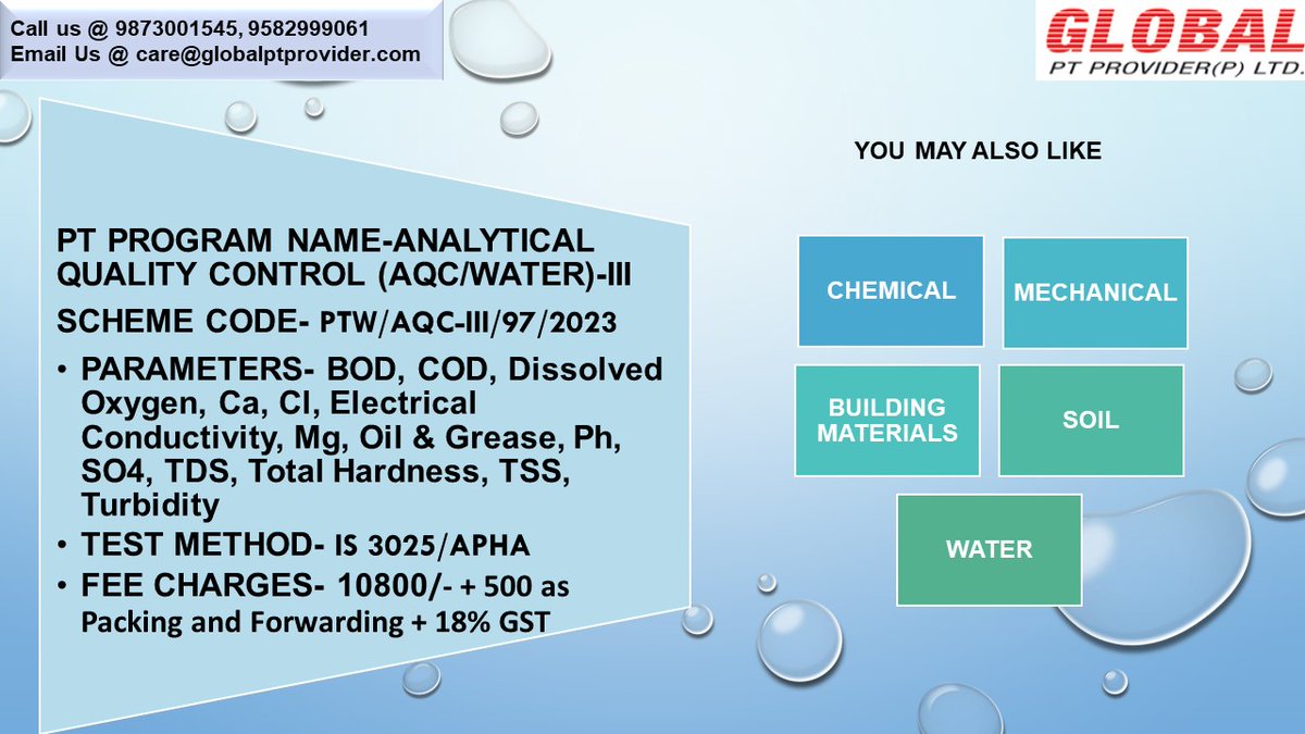 pt_limited's tweet photo. Register Now!!!!

#registrationopen #waterptprogram #wastewater #testinglab #testinglaboratory #watertesting #proficiencytesting #ptprograms #chemicaltesting #proficiencytesting #waterlab #chemicalsindustry #testinglaboratories #global #ptservices #testing #nabl https://t.co/Zk50Lw76KJ