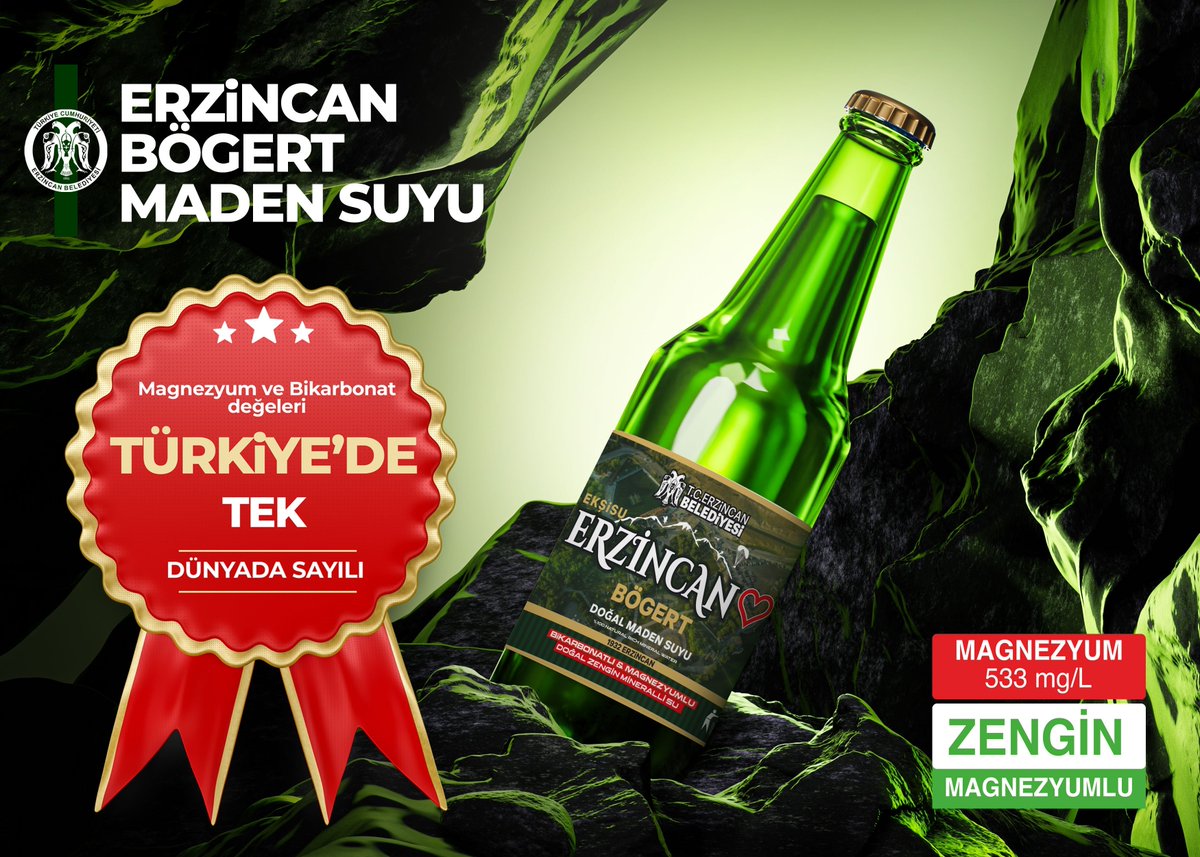 Fabrikası, su kaynağı, markası ve üretimi tamamen Erzincan Belediyesine ait olan "Erzincan Bögert Doğal Maden Suyu" nu üretmenin mutluluğunu yaşıyoruz...