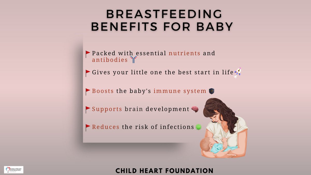 🚩 Share the power of breastfeeding! 🌟 #BreastfeedingBenefits #HealthyStart #childheartfoundation #chf #newborn #breastfeeding