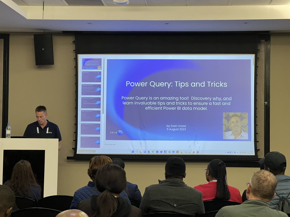 ThatTechieGirl's tweet image. Sven Vosse telling us Power Query Tips &amp;amp; Tricks at #DataSaturdays 

#ThatTechieGirl @datasaturdays