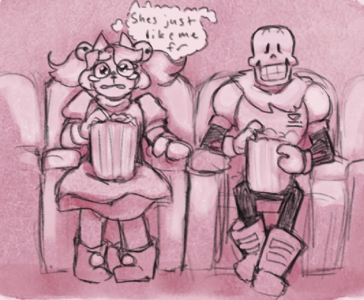 Day 148 of drawing Papyrus until he cameos in deltarune! Alright take 2! I went to see Barbie today and actually saw it this time! (It was very good I enjoyed it a lot go watch it.) These two went too! I think they’re also enjoying it.
#undertale #DELTARUNE