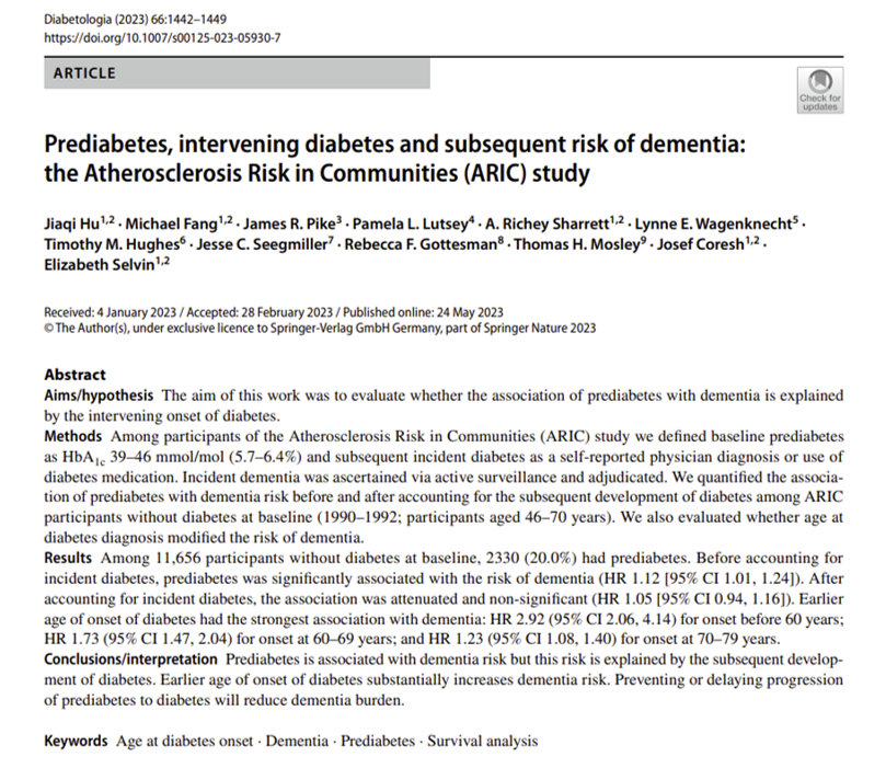scottisaacsmd's tweet photo. Prediabetes increases the risk for dementia. https://t.co/VGoaBFjJuo https://t.co/7SrTHVPIKm