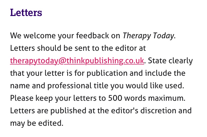 AndyCounsellor's tweet image. If you are a BACP member who has strong feelings about #SCoPED please write to Therapy Today. You might not get published (TT editors don’t have complete ed control &amp;amp; critical scoped comment has been stifled for years) but it matters.
#therapistsconnect