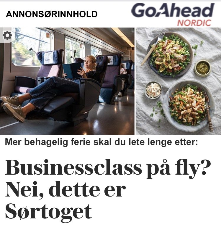 saftogvann's tweet photo. Mer behagelig ferie på buss for tog skal du lete lenge etter. 

Frekkhetens nådegave i den annonseringen der, altså. https://t.co/wKRnnWgOeX