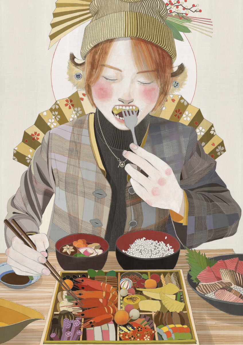 eating solo chopsticks closed eyes hat food holding  illustration images