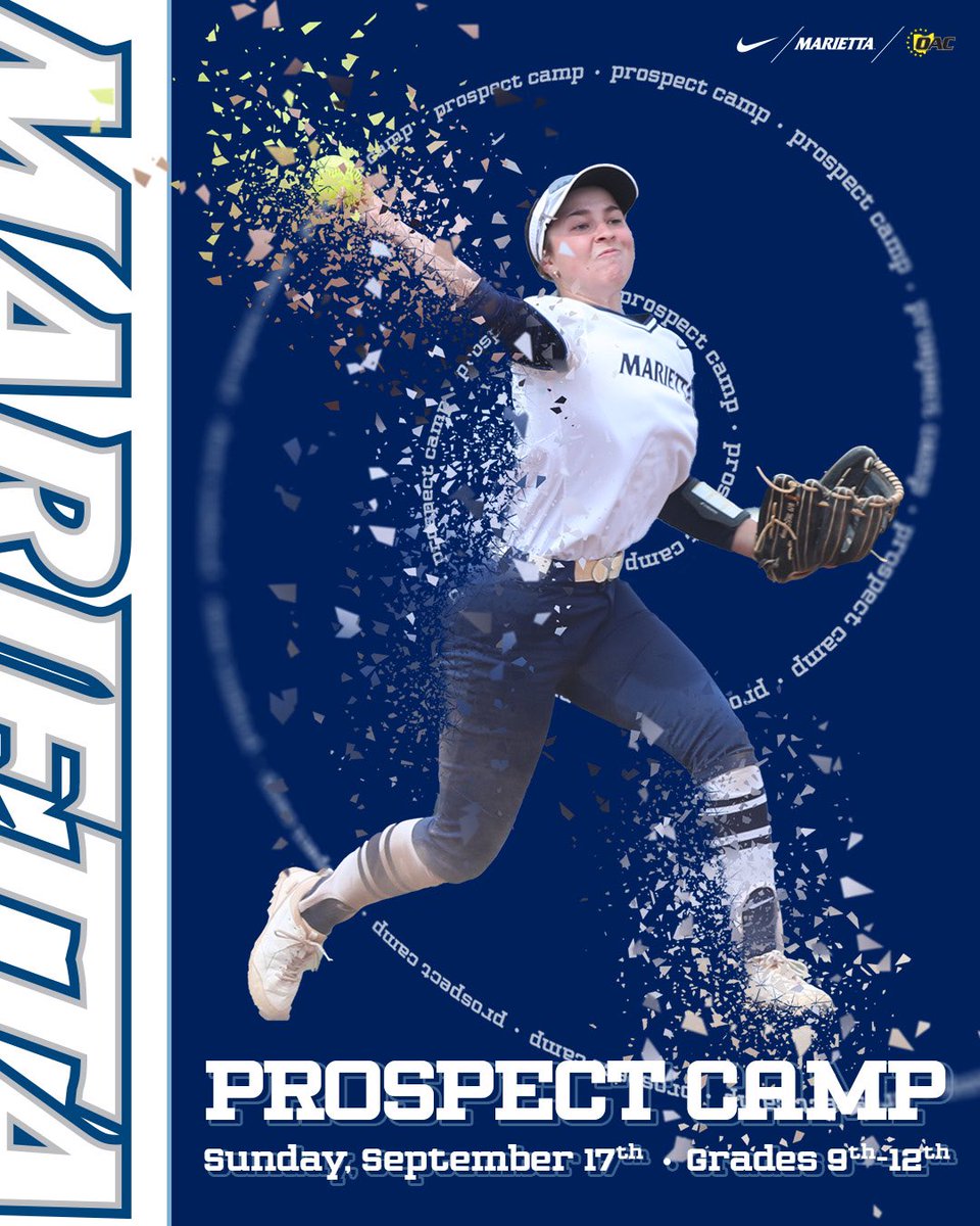 We are having our Prospect Camp on Sunday, September 17th from 9:30 AM - 5:00 PM. The camp will feature a tour and admissions session, lunch, skill work, bullpens, and live scrimmages.

For more information follow the link and sign up!! 

mariettasoftballcamps.com