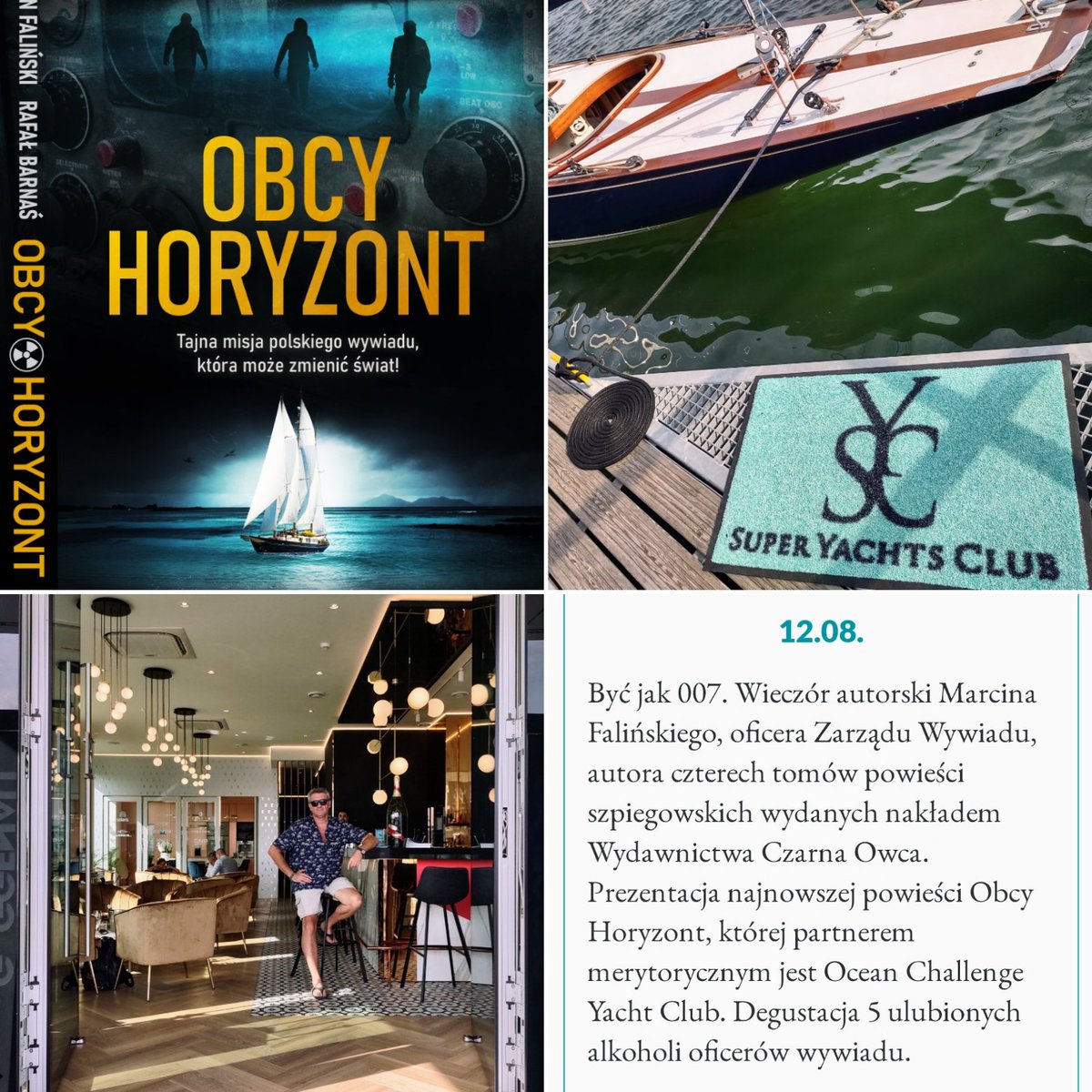 marcinfalinski's tweet photo. Przypomnę, że w sobotę 12.08, o godz. 19.00, odbędzie się spotkanie autorskie w #SuperYachtsClub. Zapewne do tego czasu pogoda poprawi się. Opowiem o ostatniej powieści #obcyhoryzont i tej kolejnej czekającej na premierę w lutym 2024 r. #gdynia #norna
https://t.co/5Qhcow4FwD https://t.co/mfv4djq8wL