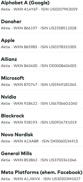 DrMaik1's tweet photo. Meine aktuelle Top10 nach Gewichtung. Gefällt mir schon besser. #Alpabet, #Danher, #Apple, #Allianz, #MSFT, #Nvidia, #Blackrock, #NovoNordis, #GeneralMills, #Meta. Zusammen ca. 50% vom Depot. https://t.co/Otn6mOwHFQ