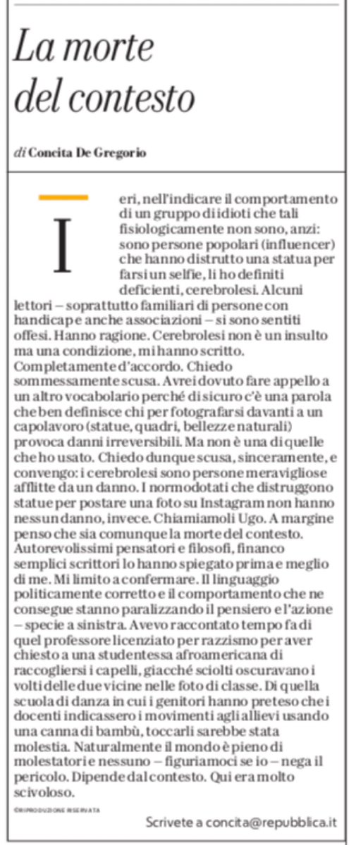 Se l'articolo fosse stato scritto da Porro o Dragoni, con annesse scuse raglianti contro il politicamente corretto, probabilmente i compagni dell'estate militante di @ellyesse
avrebbero reagito in modo molto più scomposto. 

#concitadegregorio 
#contesto