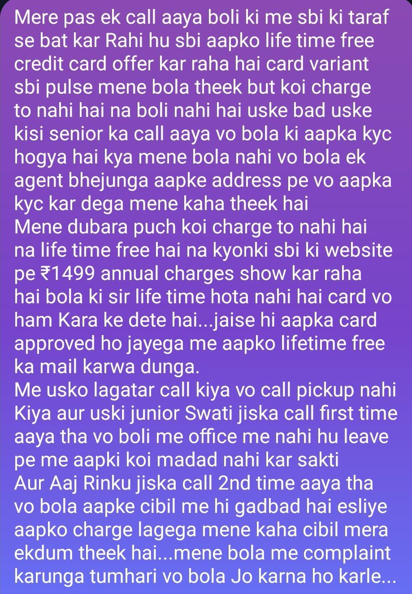 KhanijKumar2's tweet photo. Sbi credit card fraud
Evidence included conversion and call recording also
And card delivered now with non lifetime free 
https://t.co/igRxCUjYQR
@SBICard_Connect @TheOfficialSBI @Cyberdost 
#cyberfraud #fraud #creditcard #trending
#sbicreditcardfraud #bealert #onlinefraud https://t.co/CpfDJdvzJg