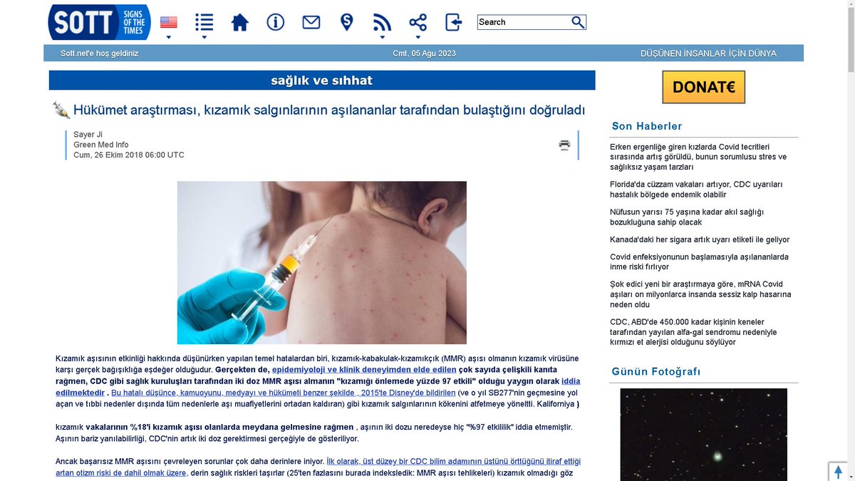''Hükümet araştırması, kızamık salgınlarının aşılananlar tarafından bulaştığını doğruladı.''
Bebeklik ve çocukluk aşılarınında korona aşıları gibi fiyasko olduğunun ortaya çıkmasına az kaldı.
Kaynak;
sott.net/article/399899…