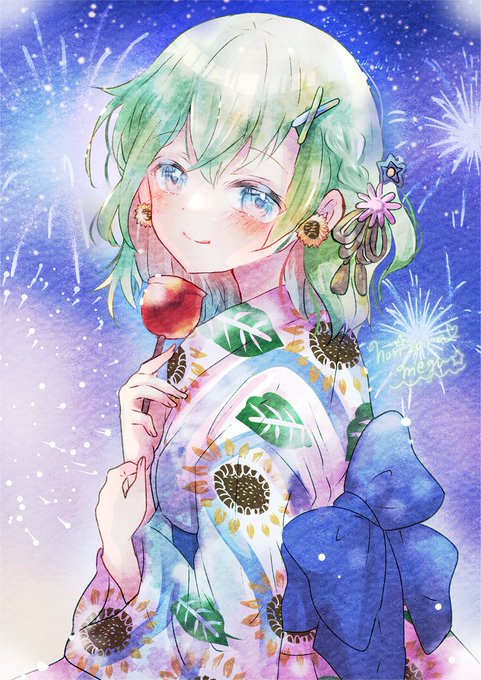 「りんご飴 頭に花」のTwitter画像/イラスト(新着)